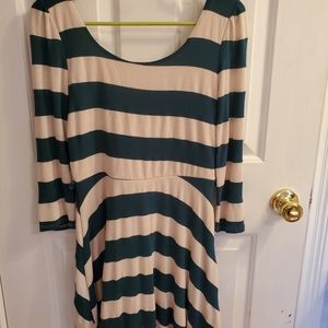 Teal & white sweater dress